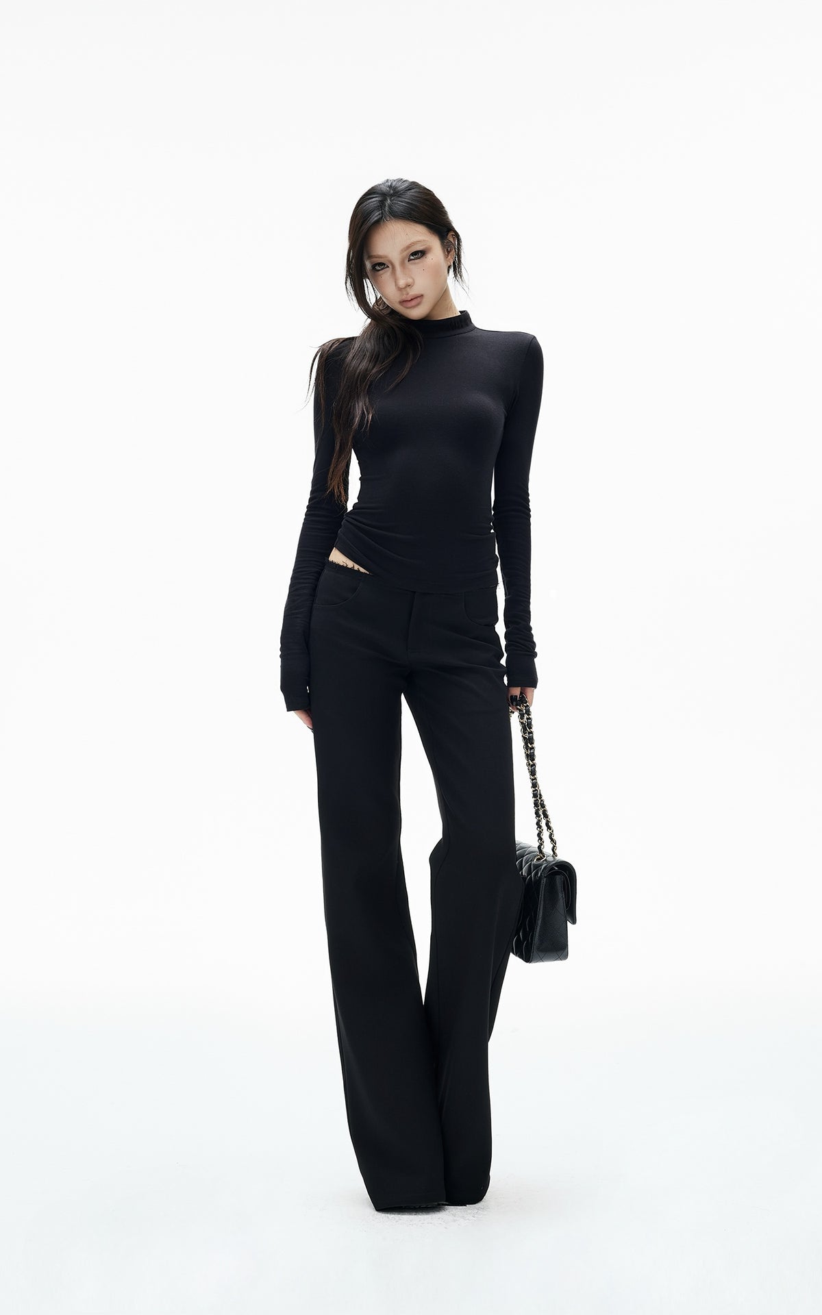 IAMXIAA Low-Rise Raw-Edge Tailored Flared Pants