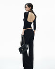 IAMXIAA Low-Rise Raw-Edge Tailored Flared Pants