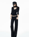 IAMXIAA Low-Rise Raw-Edge Tailored Flared Pants