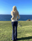 Rase le sol Sculpted V-Neck Cable Knit Top
