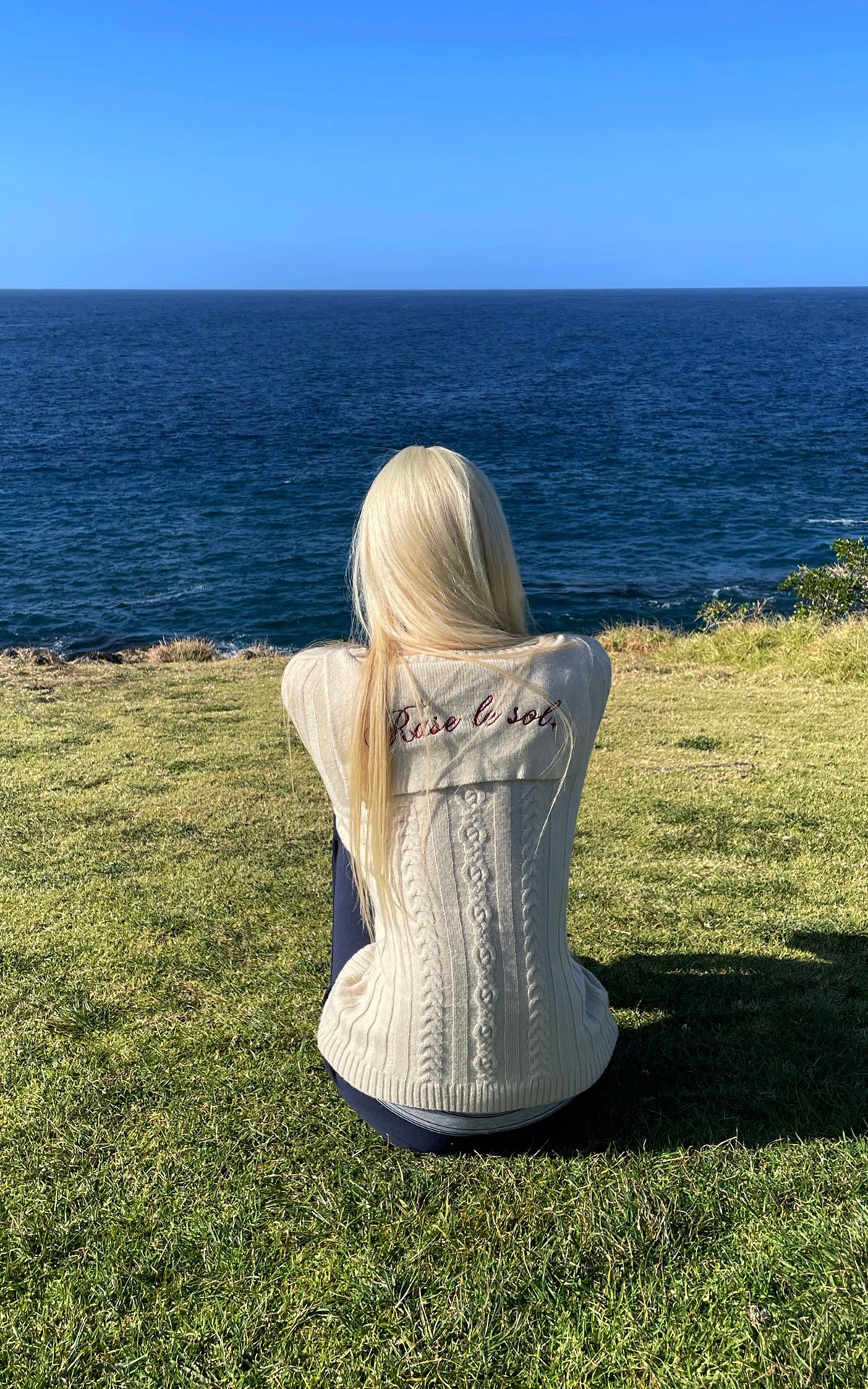 Rase le sol Sculpted V-Neck Cable Knit Top