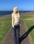 Rase le sol Sculpted V-Neck Cable Knit Top