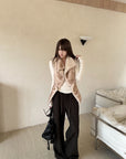 Rase le sol Leopard Print Drawstring Wide-Leg Pants