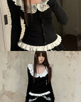 Rase le sol Romantic Lace Ruffle Long Sleeve Top & Layered Mini Skirt Set