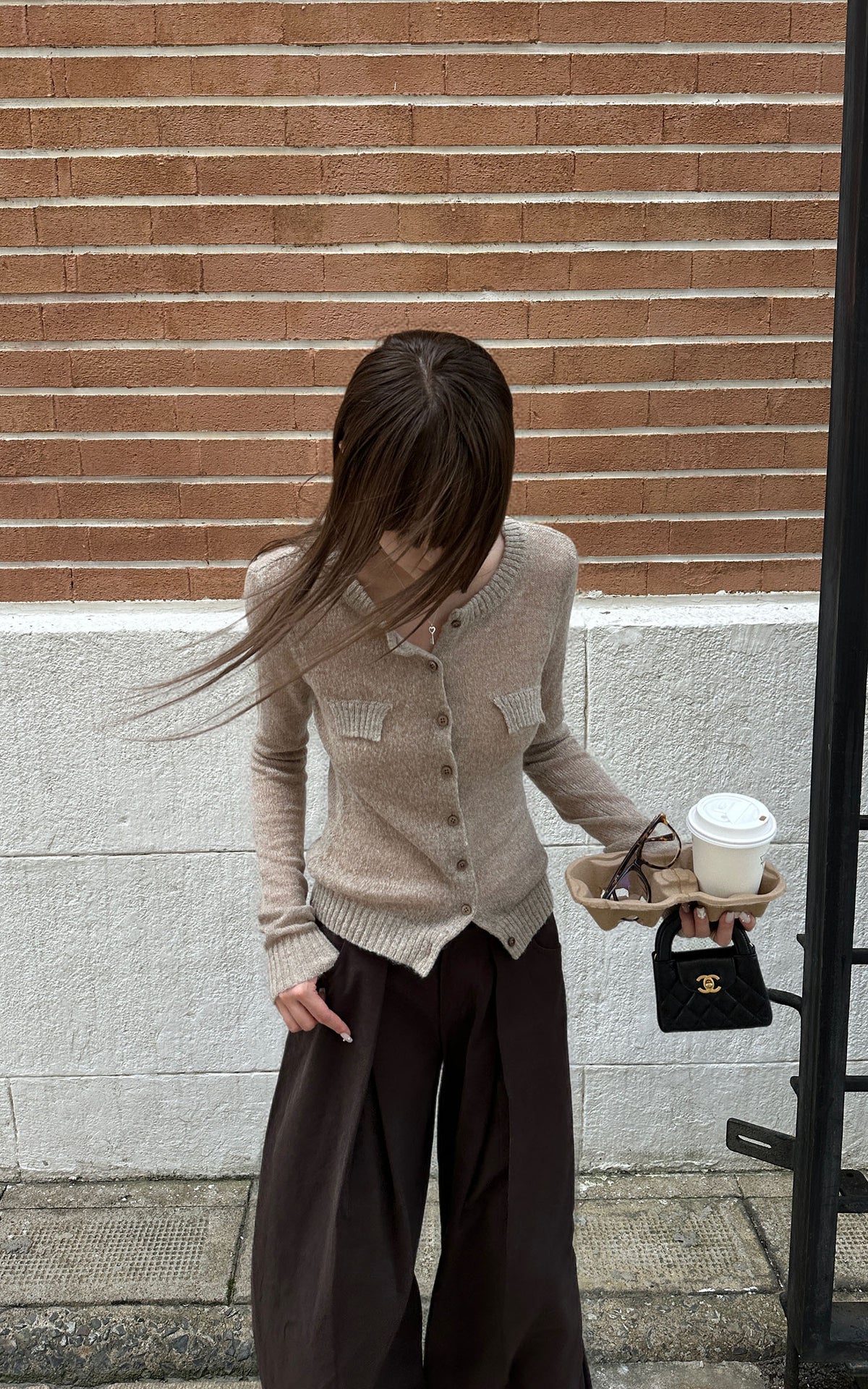 Rase le sol Fitted Button-Up Knit Cardigan