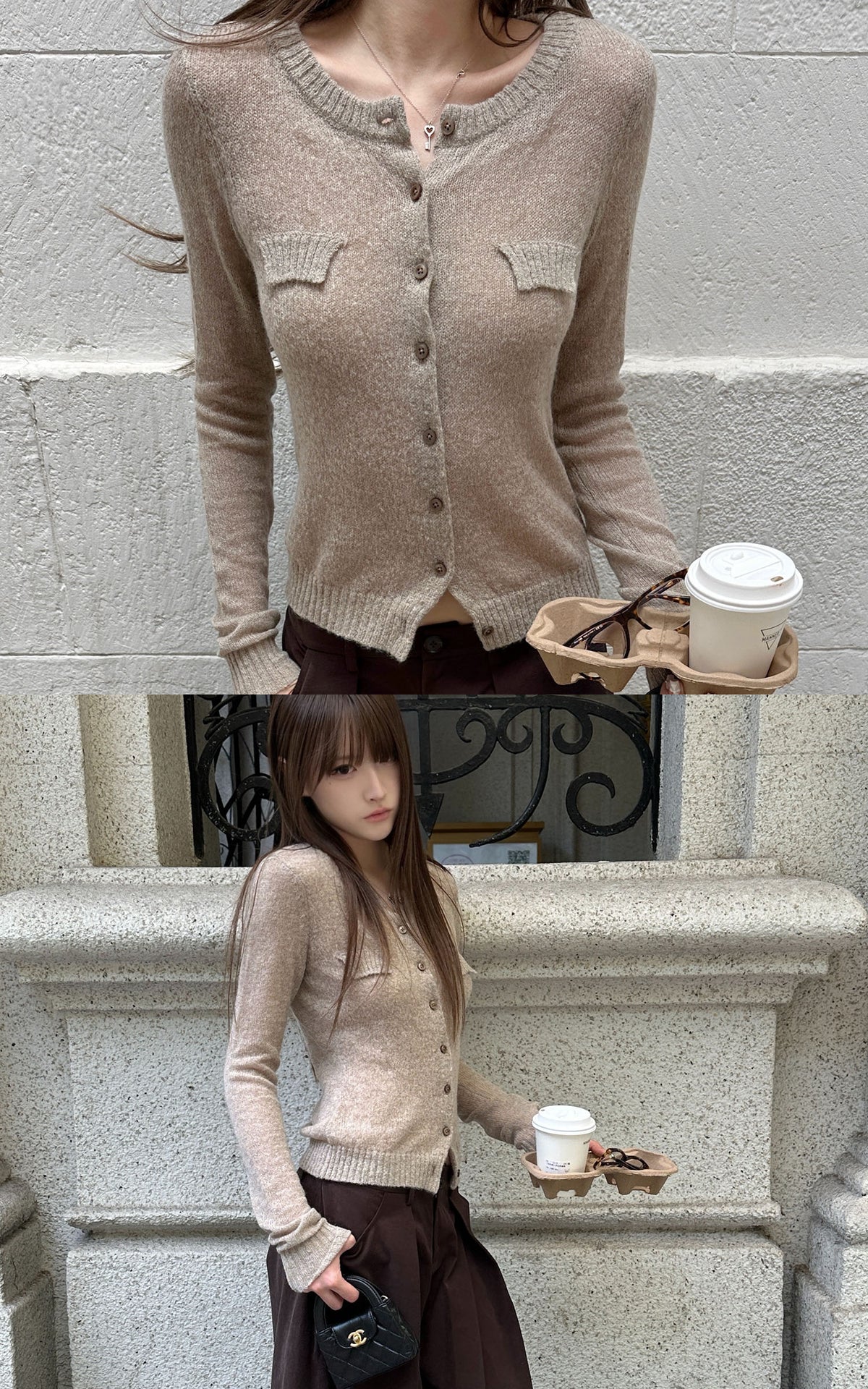 Rase le sol Fitted Button-Up Knit Cardigan