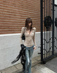 Rase le sol Distressed Low-Rise Flared Denim Pants