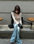 Rase le sol Distressed Low-Rise Flared Denim Pants
