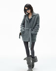 IAMXIAA Belted Ribbed Longline Knit Cardigan