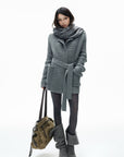 IAMXIAA Belted Ribbed Longline Knit Cardigan