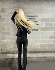 Rase le sol Distressed Patch Flared Denim Pants