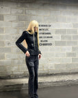 Rase le sol Distressed Patch Flared Denim Pants