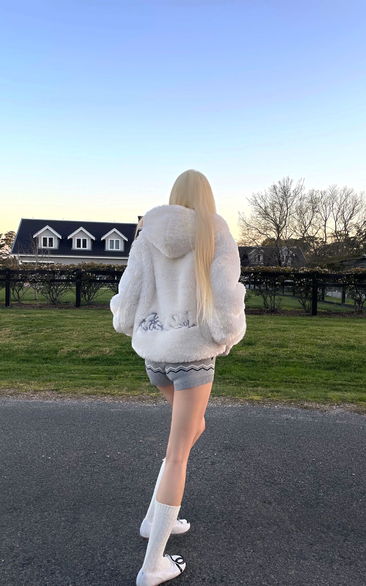 Rase le sol Reversible Faux Fur Hooded Zip Jacket