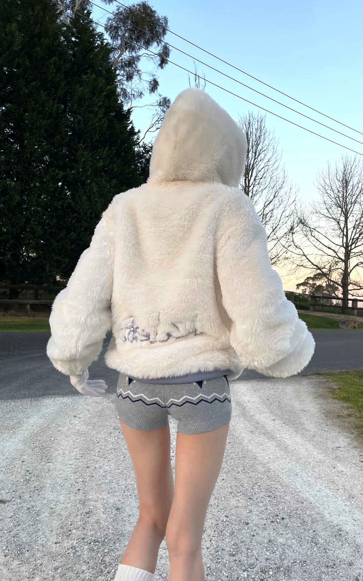 Rase le sol Reversible Faux Fur Hooded Zip Jacket