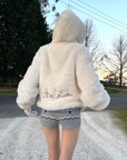Rase le sol Reversible Faux Fur Hooded Zip Jacket