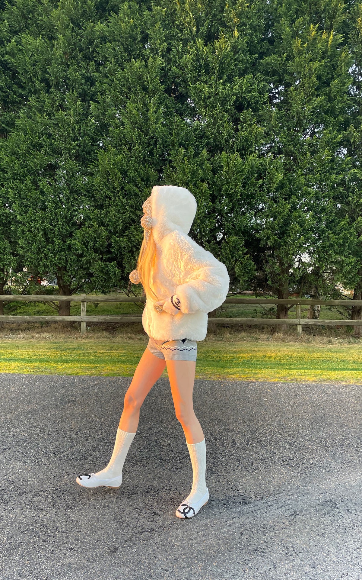 Rase le sol Reversible Faux Fur Hooded Zip Jacket