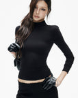 IAMXIAA Open-Back Mock Neck Long Sleeve Top