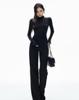 IAMXIAA Open-Back Mock Neck Long Sleeve Top