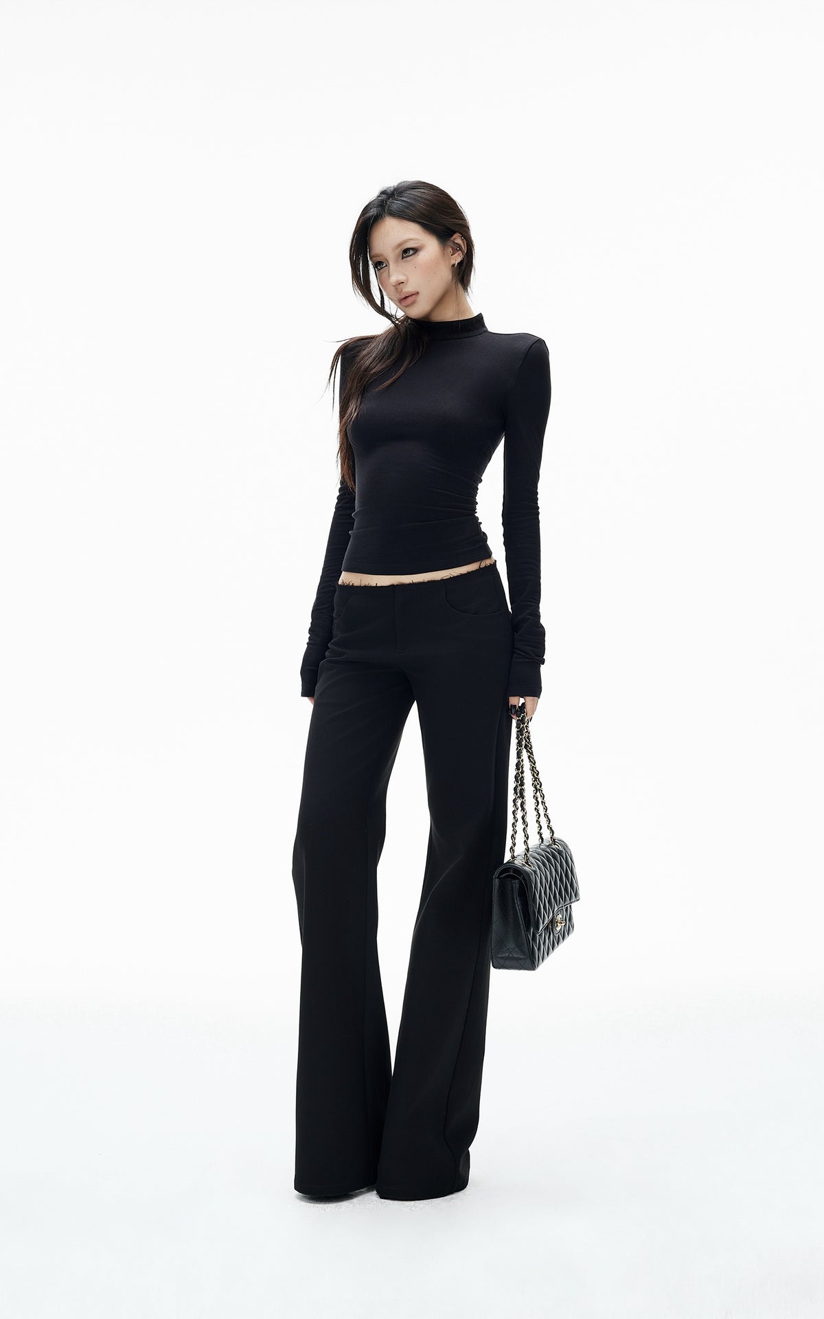 IAMXIAA Low-Rise Raw-Edge Tailored Flared Pants