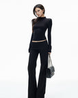 IAMXIAA Low-Rise Raw-Edge Tailored Flared Pants