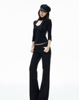 IAMXIAA Low-Rise Raw-Edge Tailored Flared Pants