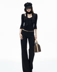 IAMXIAA Low-Rise Raw-Edge Tailored Flared Pants