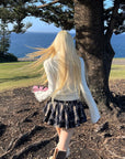 Rase le sol Tartan Plaid Ruffled Micro Skirt with Built-In Shorts