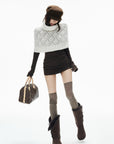IAMXIAA Openwork Knit Turtleneck Capelet