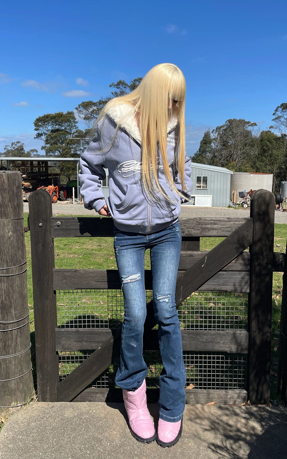 Rase le sol Reversible Faux Fur Hooded Zip Jacket