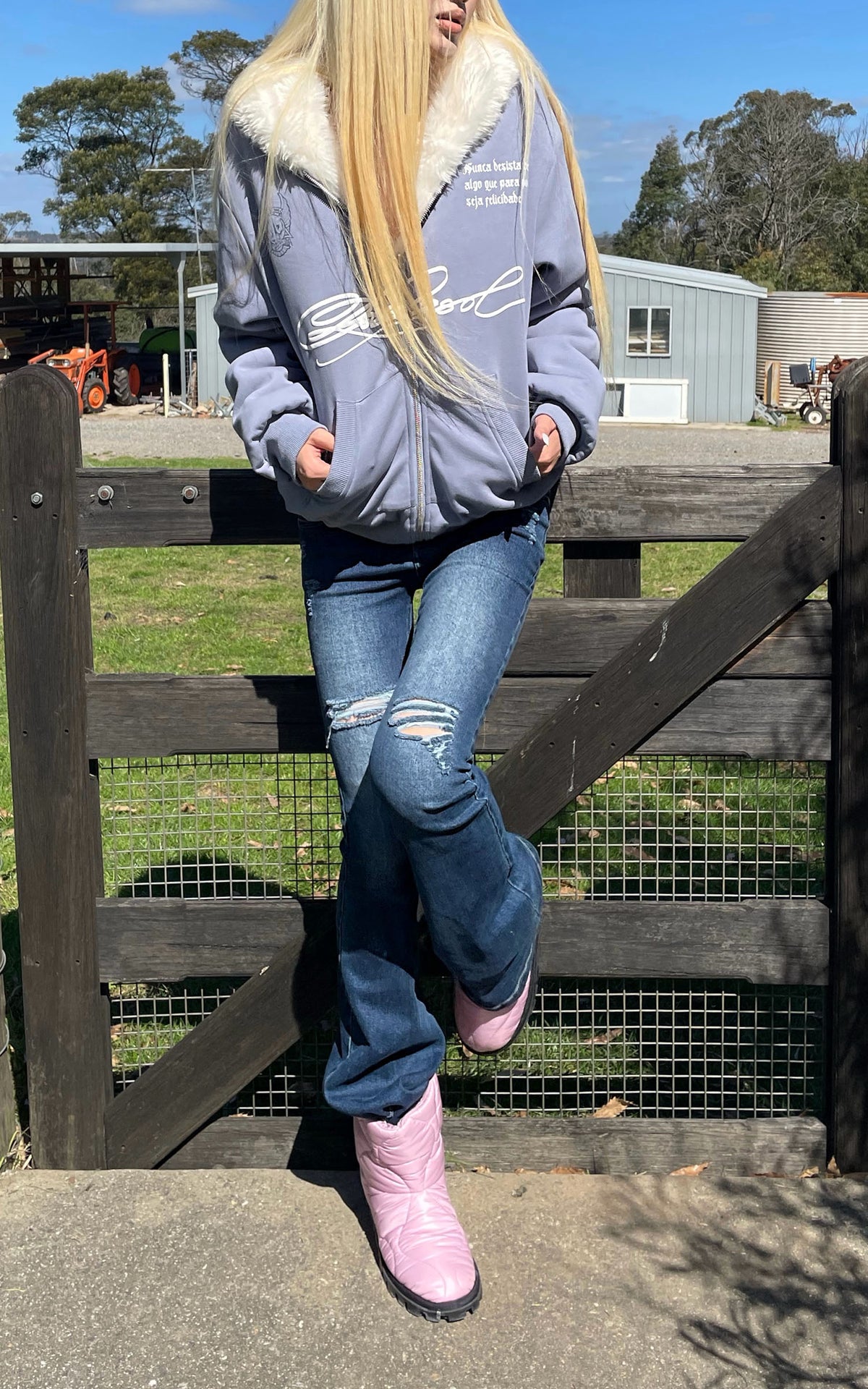 Rase le sol Reversible Faux Fur Hooded Zip Jacket