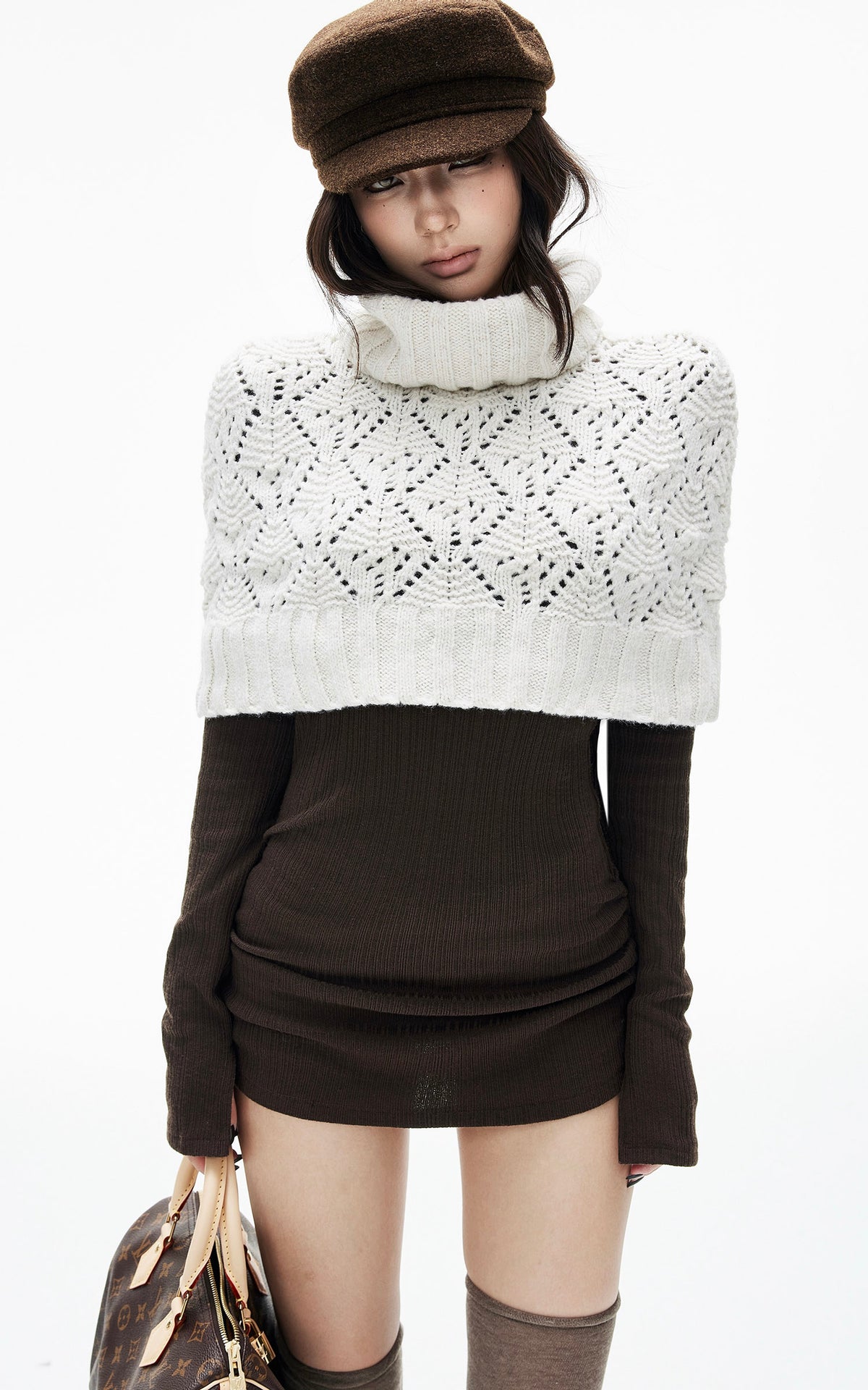 IAMXIAA Ruched Ribbed Longline Slim-Fit Knit Top