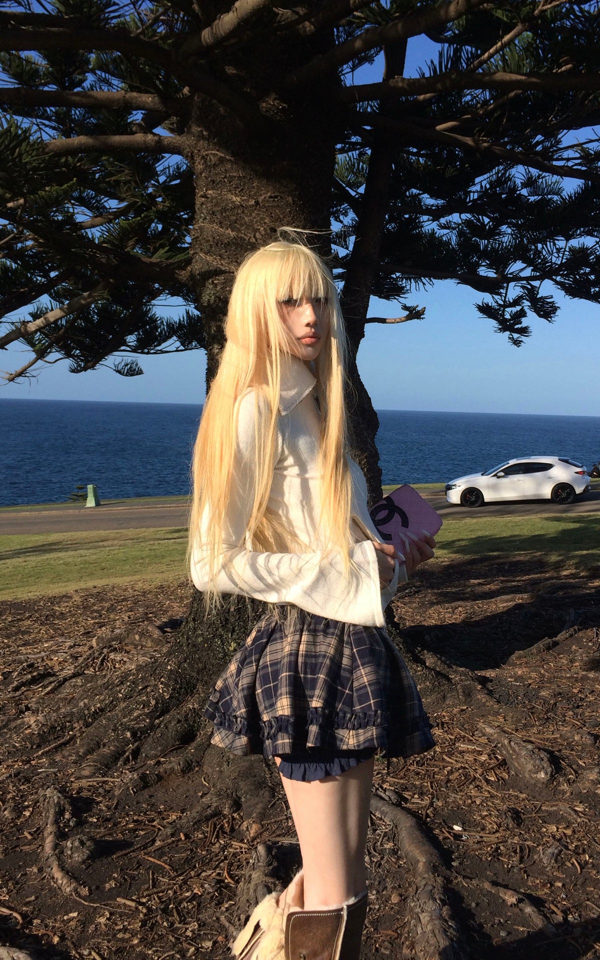 Rase le sol Tartan Plaid Ruffled Micro Skirt with Built-In Shorts