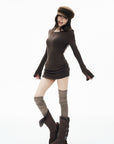 IAMXIAA Ruched Ribbed Longline Slim-Fit Knit Top