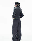 IAMXIAA Sculpted Funnel-Neck Fitted Jacket with Structured Shoulders