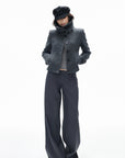IAMXIAA Sculpted Funnel-Neck Fitted Jacket with Structured Shoulders