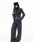 IAMXIAA Sculpted Funnel-Neck Fitted Jacket with Structured Shoulders