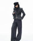 IAMXIAA Low-Rise Tailored Extra Wide-Leg Pants with Minimal Welt Pocket Details
