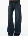 IAMXIAA Low-Rise Vintage Whisker Wash Baggy Wide-Leg Jeans