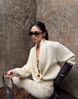 ROVENTE Shawl Collar Ribbed Knit Cardigan