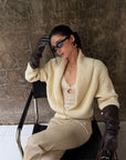 ROVENTE Shawl Collar Ribbed Knit Cardigan
