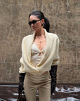 ROVENTE Shawl Collar Ribbed Knit Cardigan