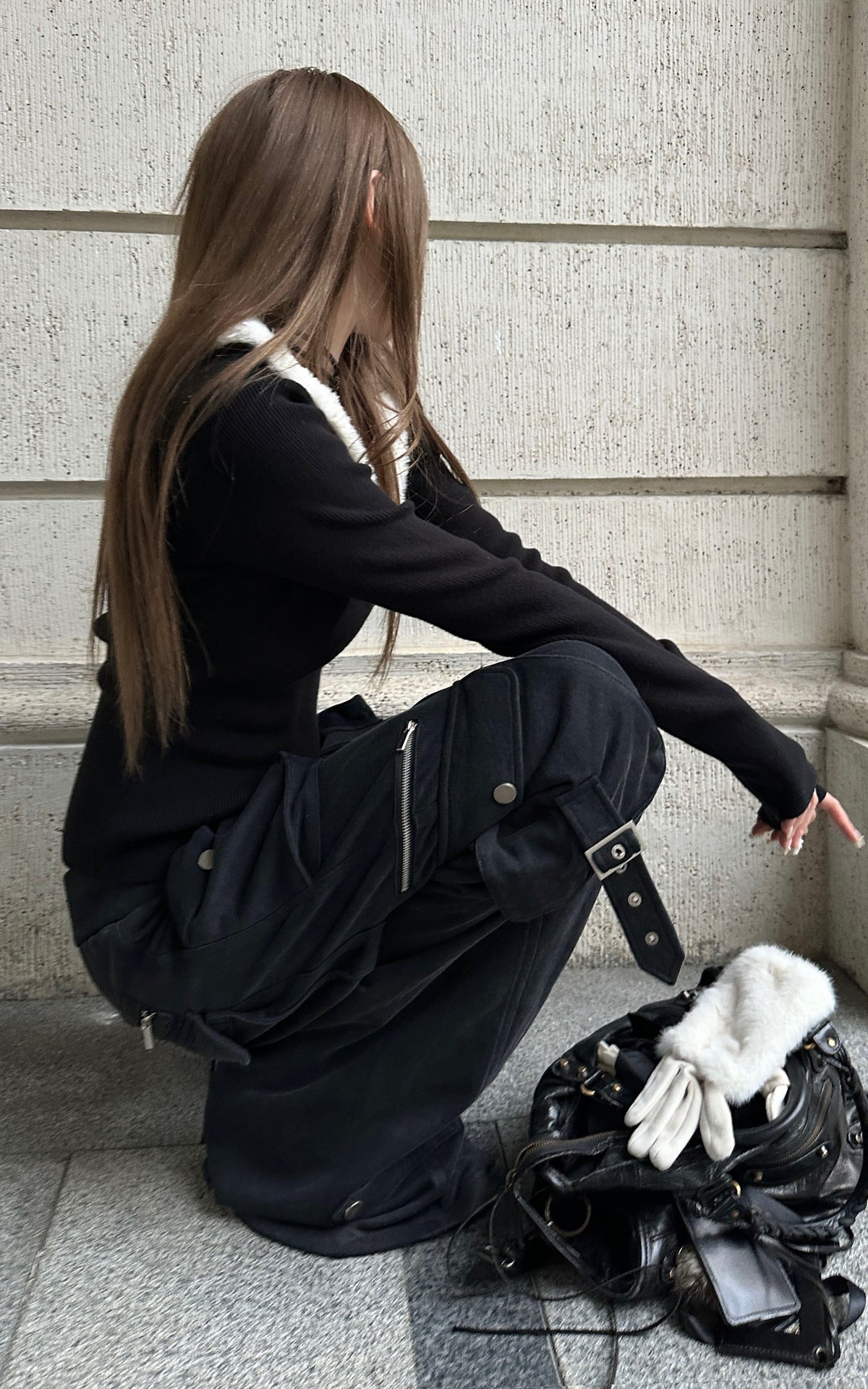Rase le sol Multi-Pocket Utility Wide-Leg Cargo Pants