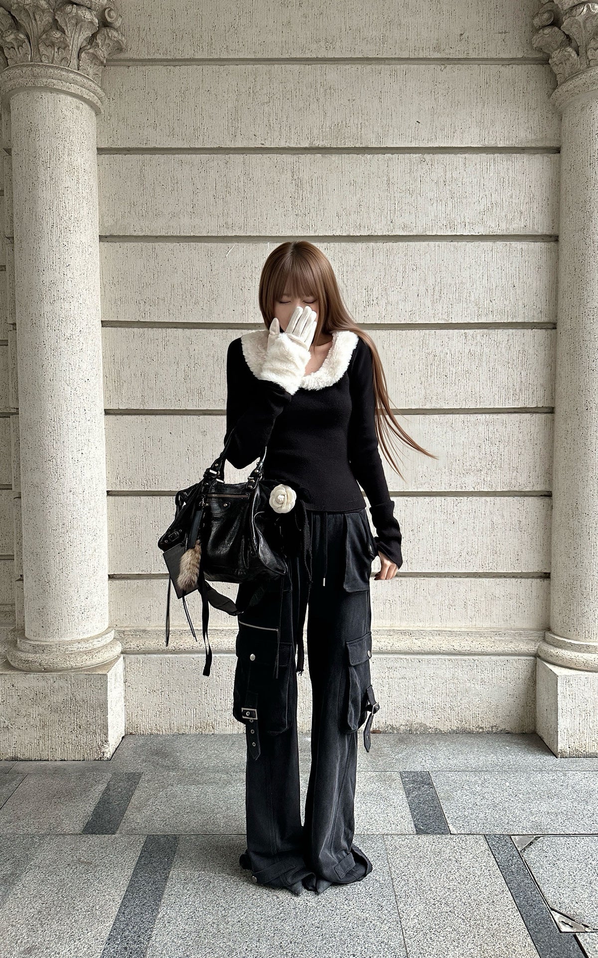 Rase le sol Multi-Pocket Utility Wide-Leg Cargo Pants