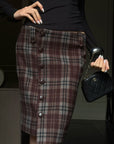 Hydrae Lace-Up Open-Back Top & Asymmetric Plaid Skirt Set