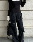 Rase le sol Multi-Pocket Utility Wide-Leg Cargo Pants