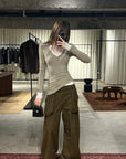 Rase le sol Asymmetric Layered Two-Piece Long Sleeve Top
