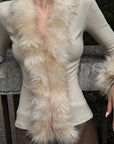 Hydrae Haut cardigan ajusté en maille côtelée avec garniture en peluche