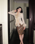 Hydrae Haut cardigan ajusté en maille côtelée avec garniture en peluche