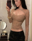Hydrae Cutout Lace Top & Leather-Look Shorts Set