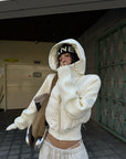WARDEN EDGE Hooded Puffer Jacket with Knit Sleeves